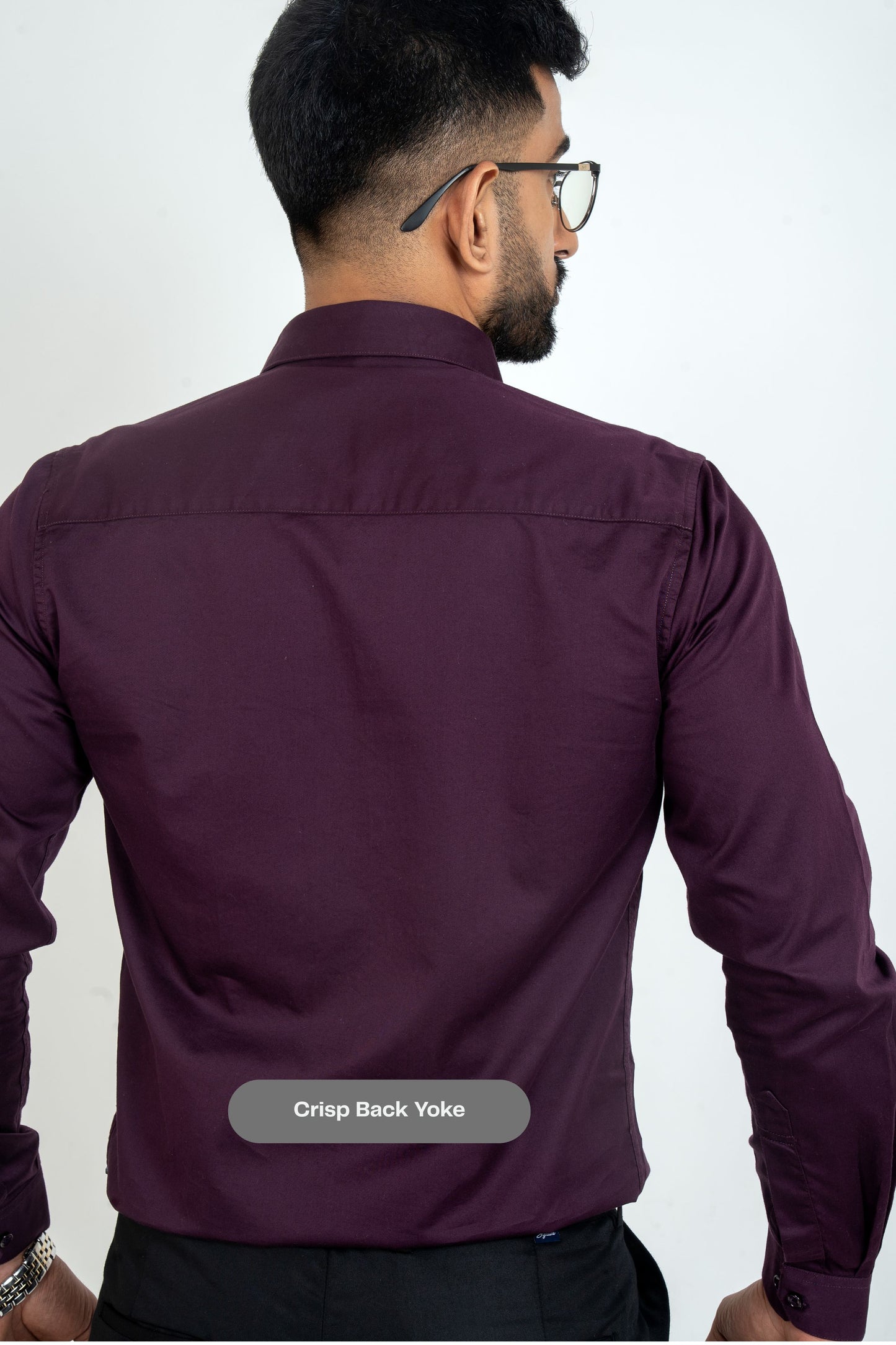 Purple Pennant Workflow Cotton Satin Solid Shirt