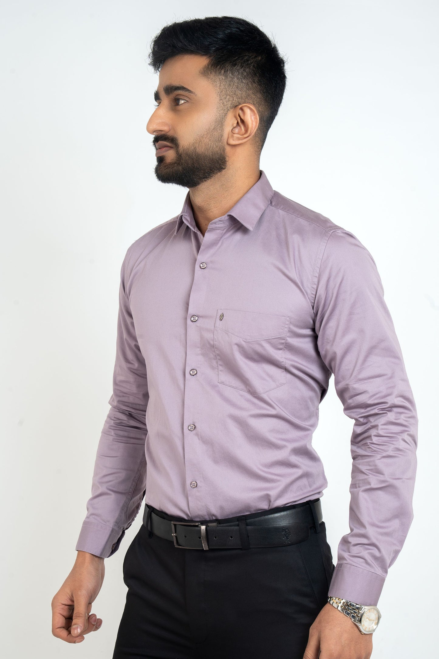 Lavender Herb Workflow Cotton Satin Solid Shirt