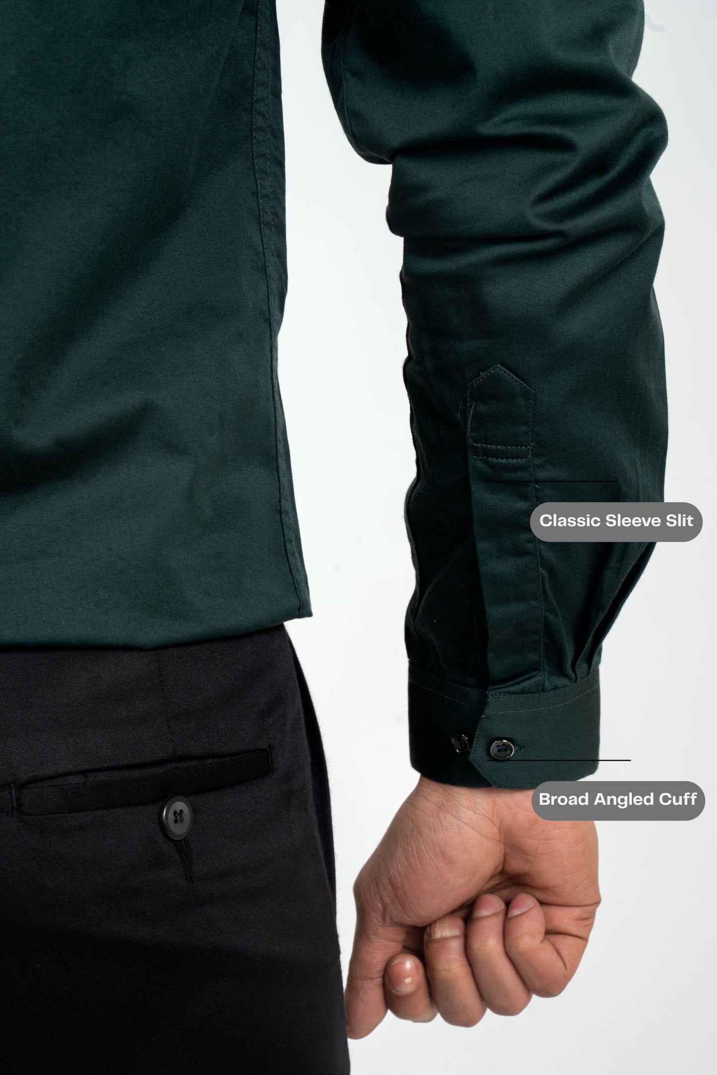 Garnier Dark Green Workflow Cotton Satin Solid Shirt