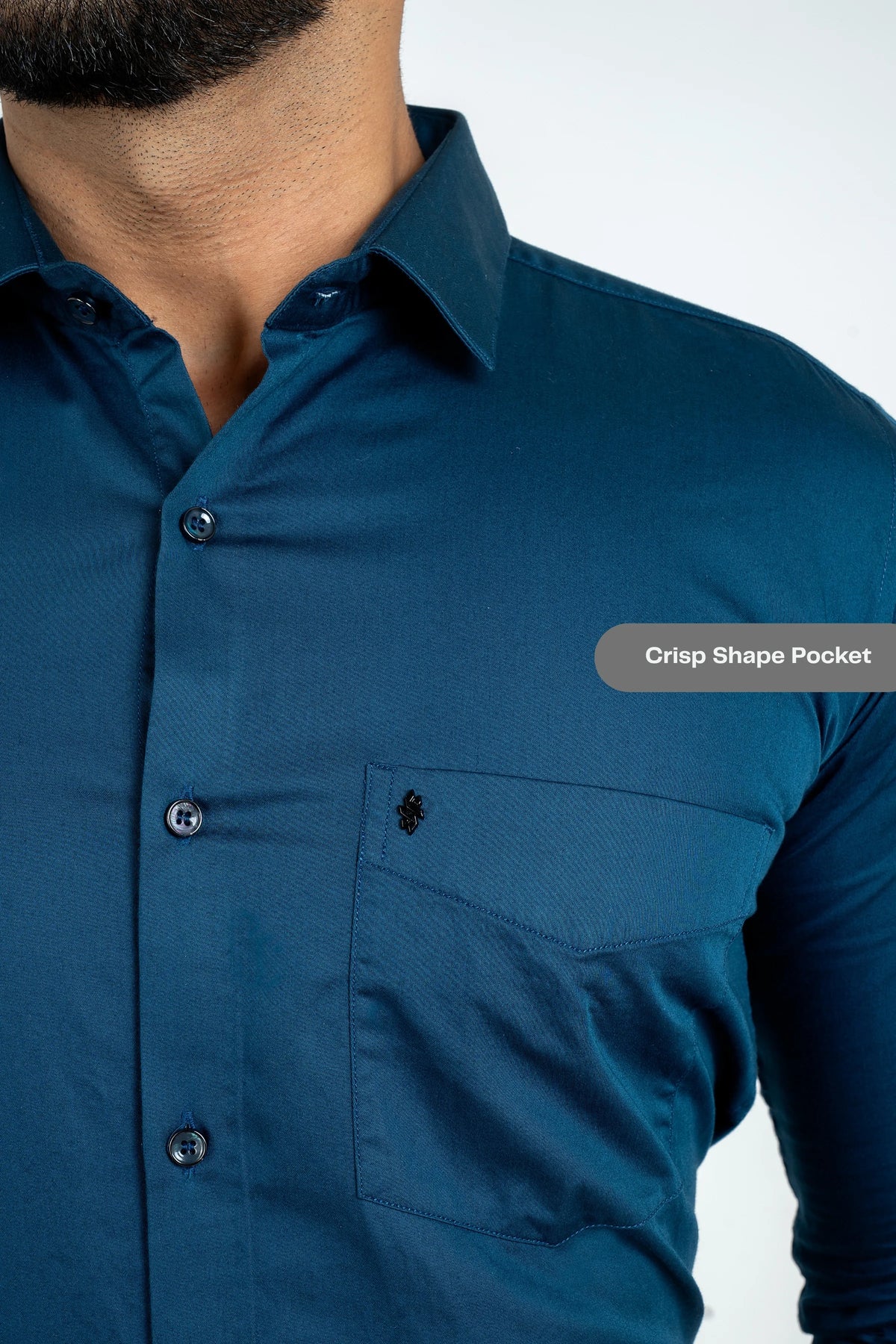 Workflow Cotton Satin Solid Shirt - Blue Opal