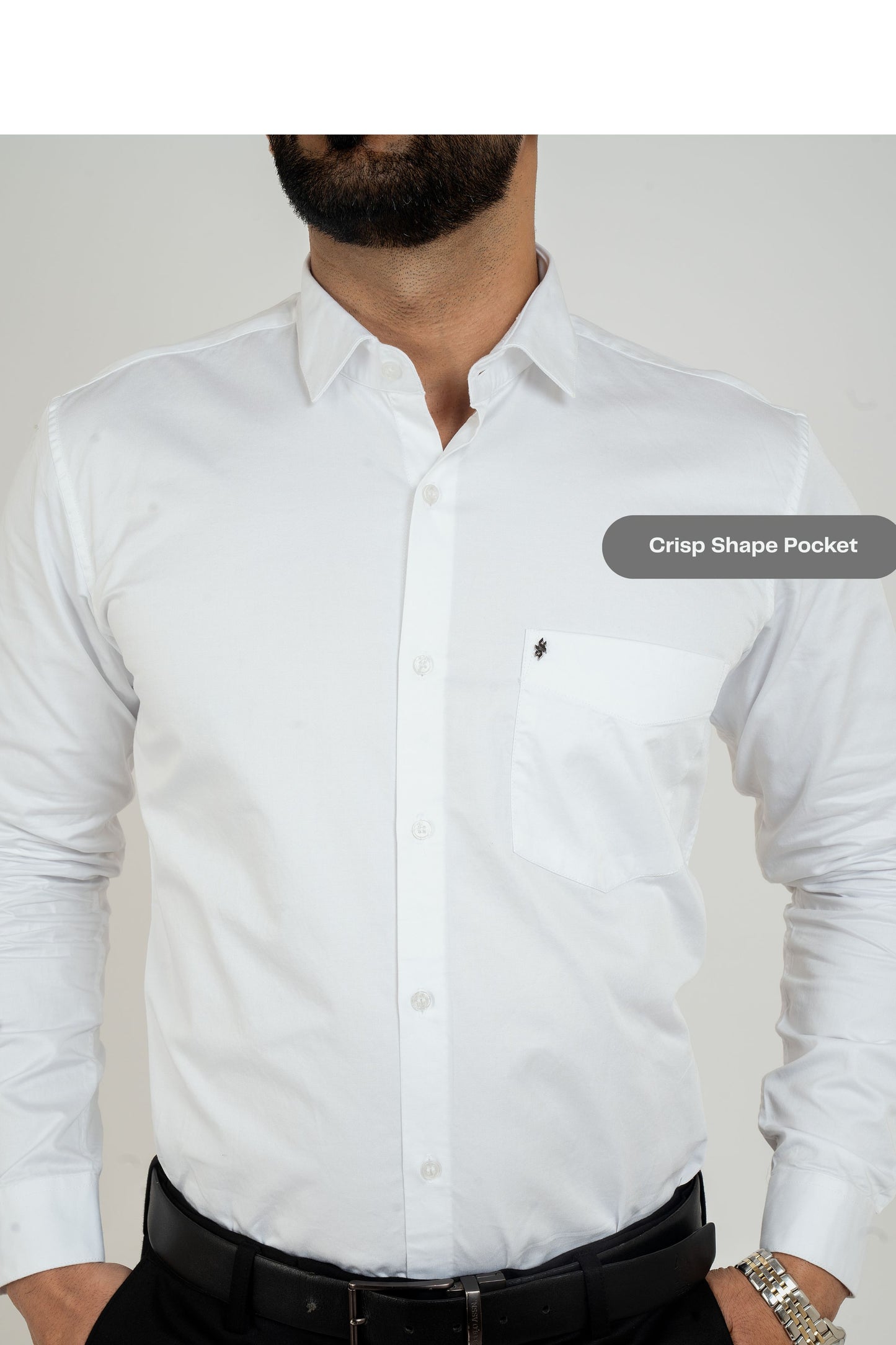 Pure White Workflow Cotton Satin Solid Shirt