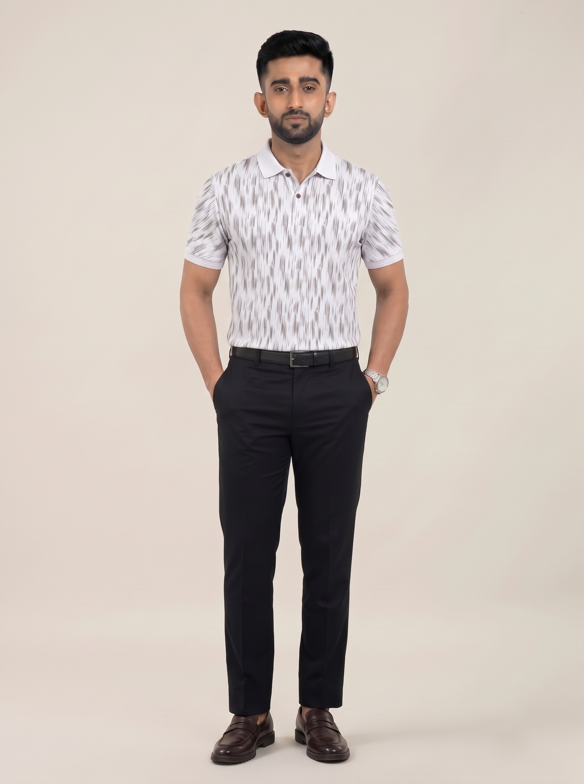 Signature Men's Abstract Brushstroke Printed 4-Way Stretch T-Shirt