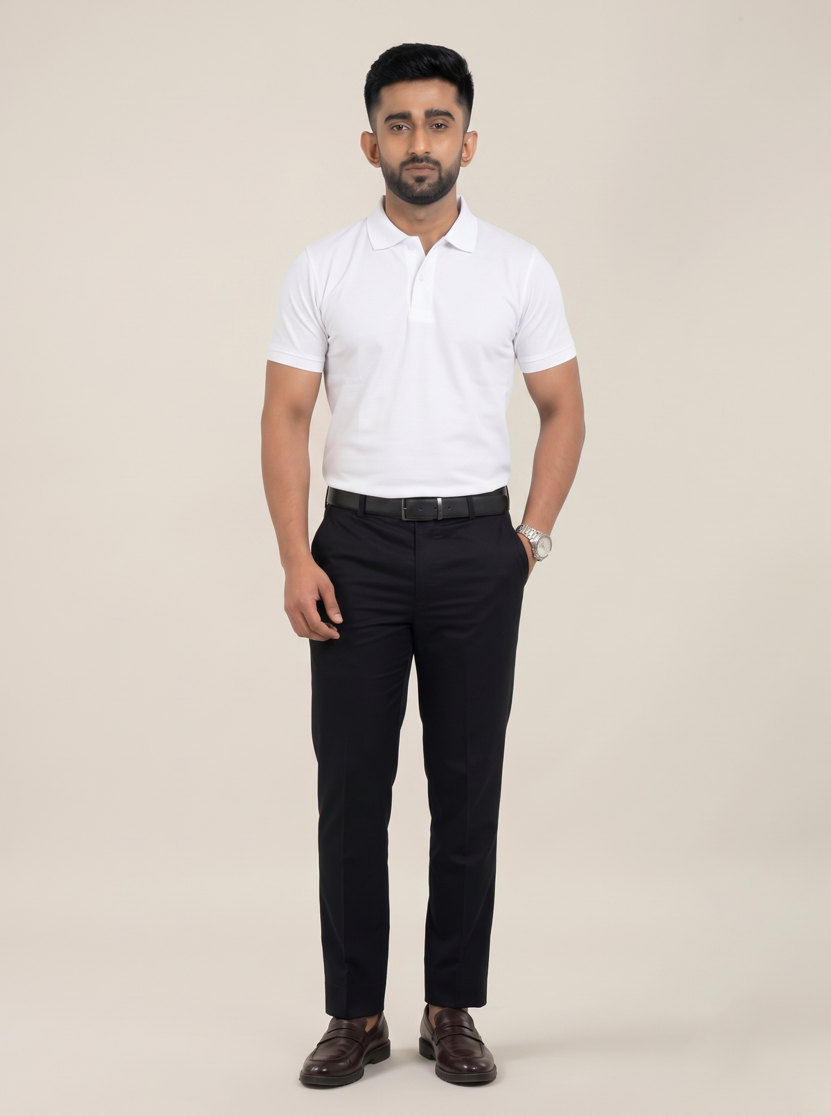 Signature Men's Classic Solid White 4-Way Stretch T-Shirt