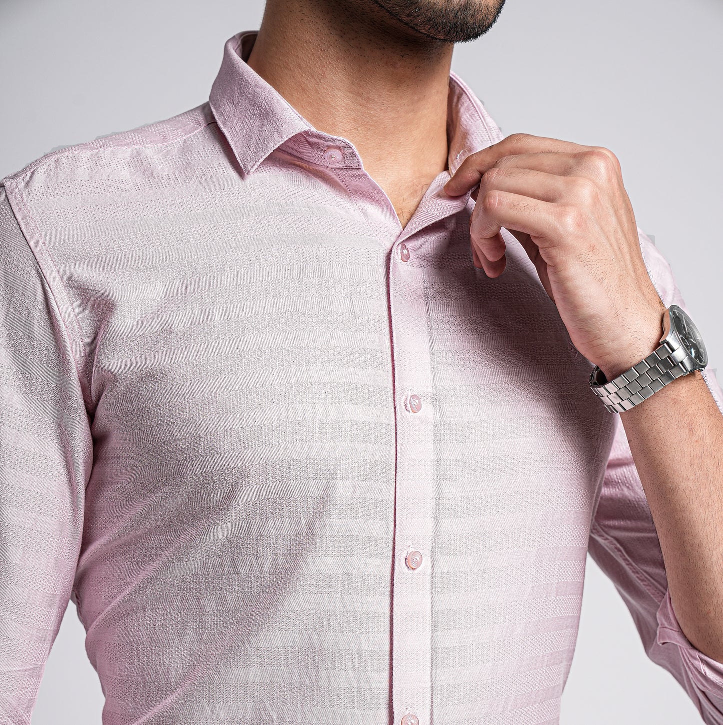 Light Hot Pink Workflow Cotton Solid Shirt - 7890