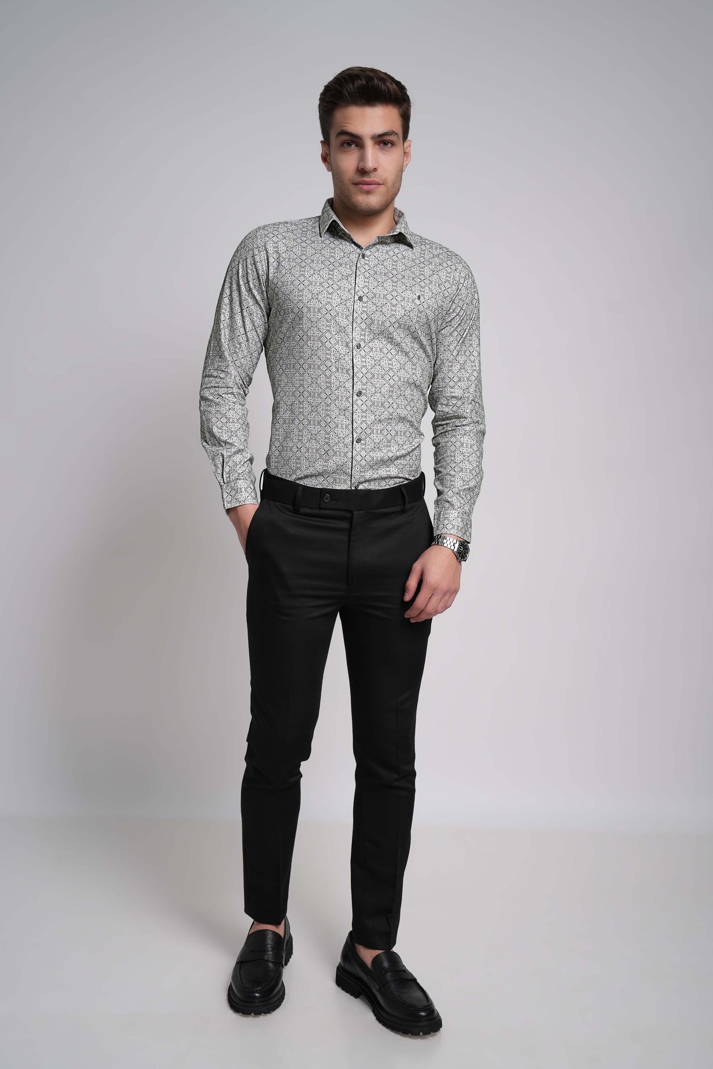 Pastel Green Workflow Cotton Print Shirt - 8051