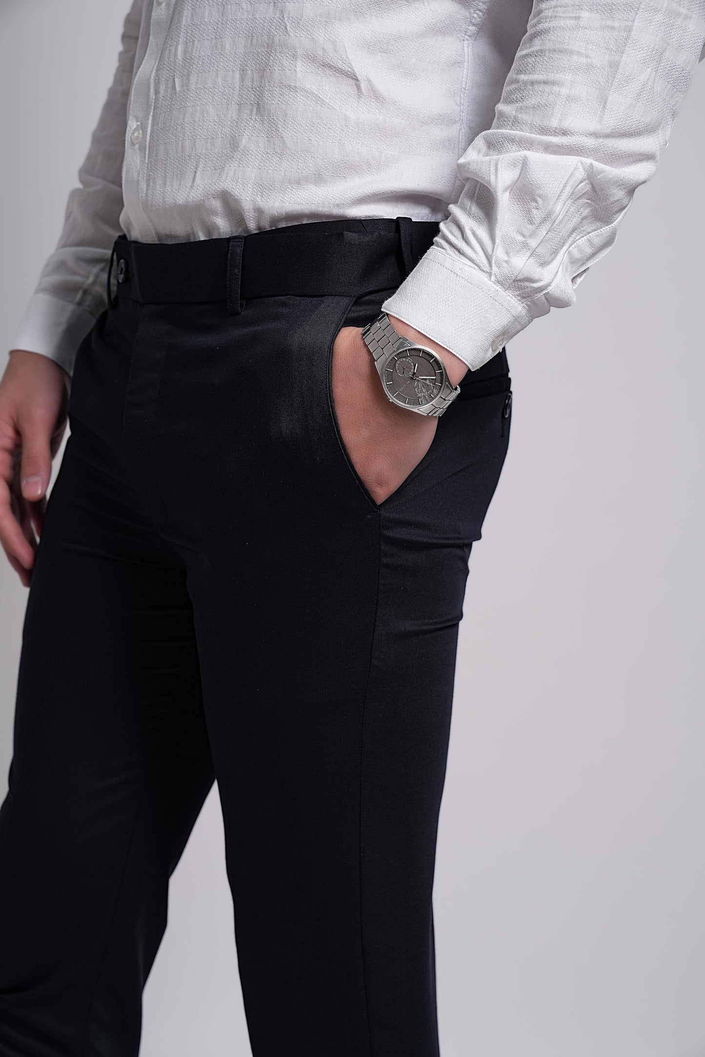Slim Fit Signature Cotton Trousers for Men – Modern & Sophisticated