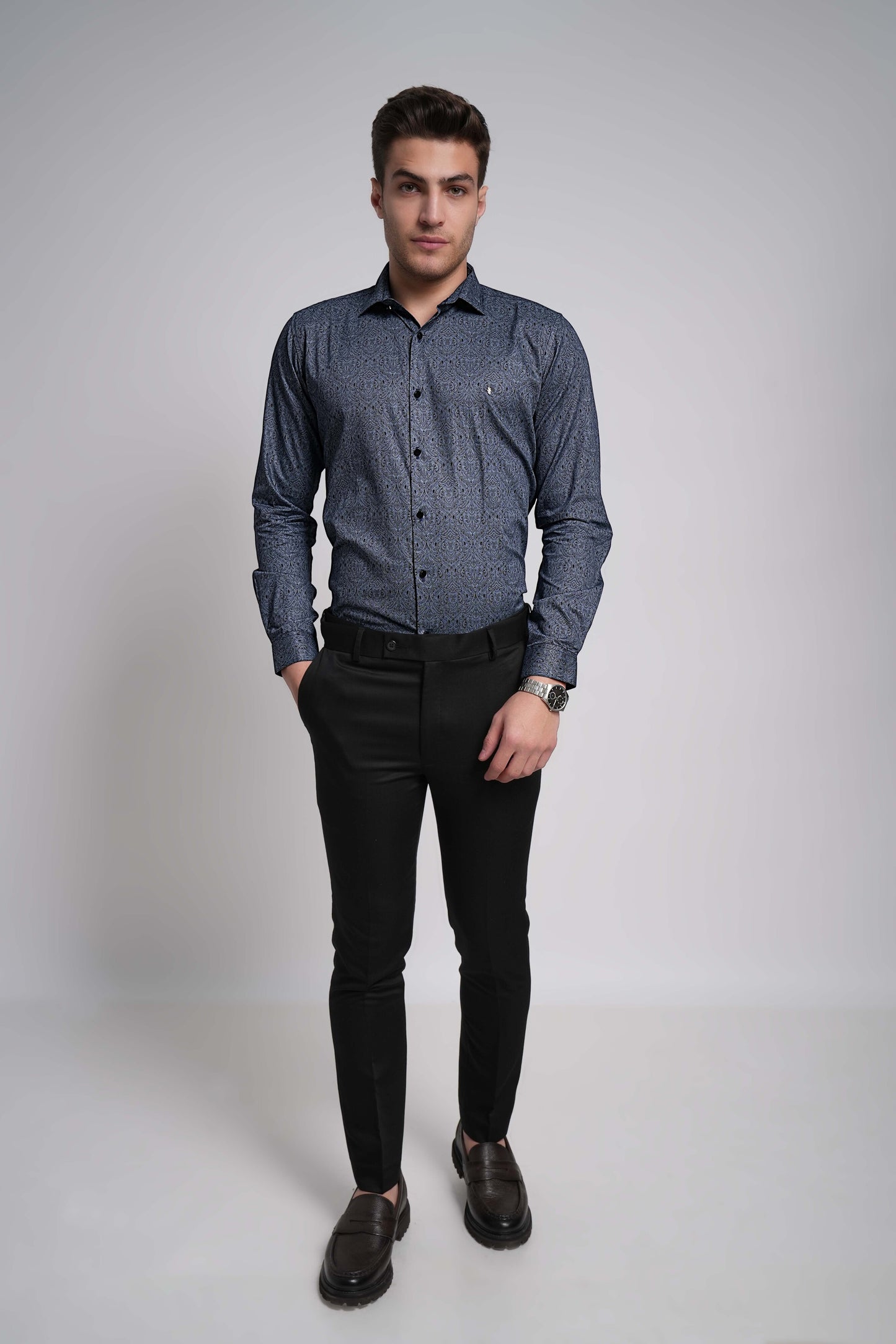 Blue Workflow Cotton Checks Shirt - 8233