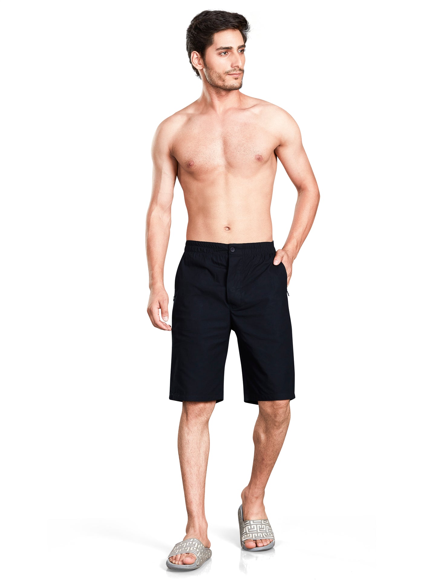 Dark Blue 3/4th Shorts For Him