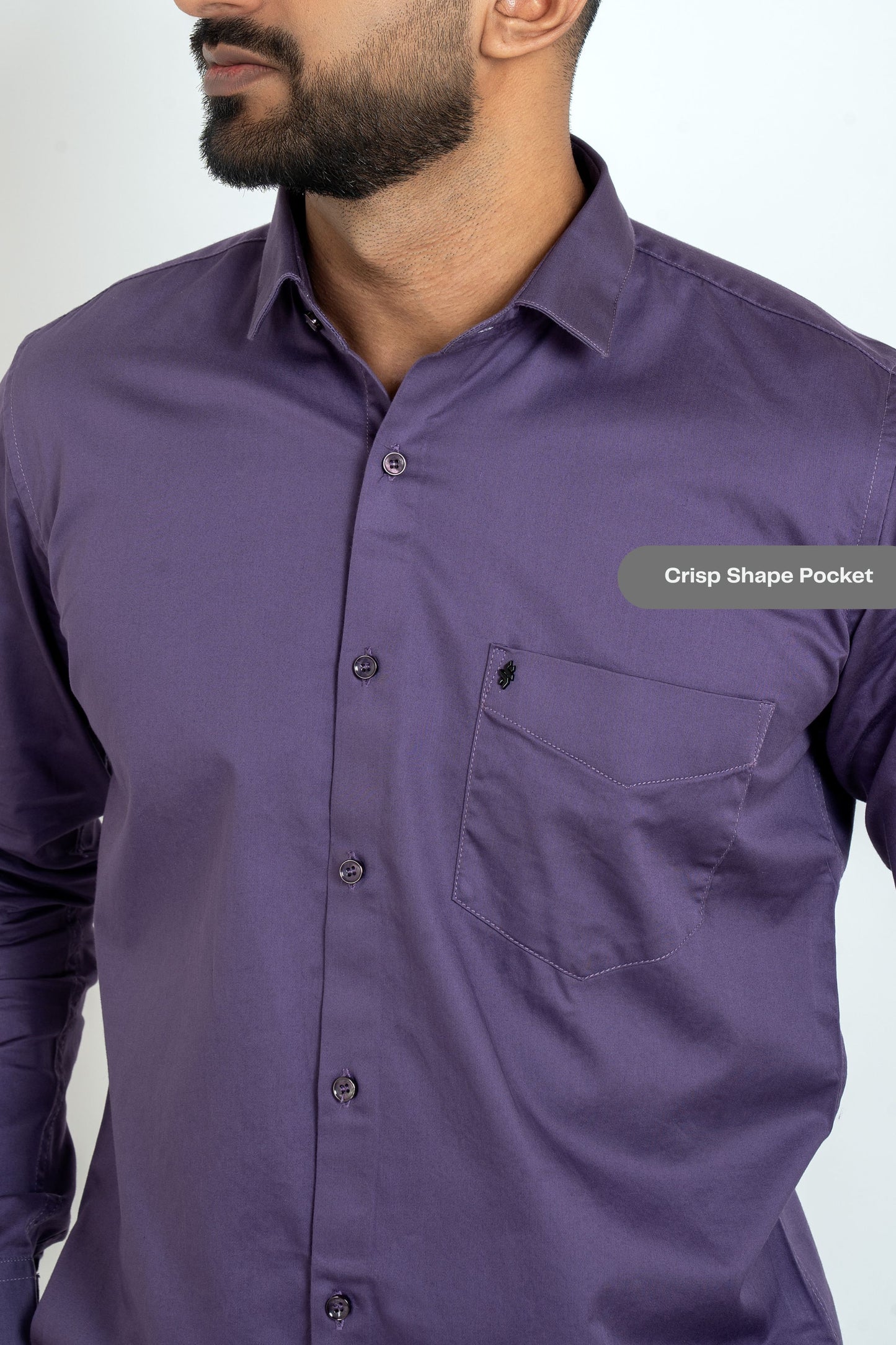 Twilight Purple Workflow Cotton Satin Solid Shirt