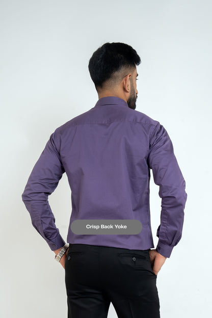 Twilight Purple Workflow Cotton Satin Solid Shirt