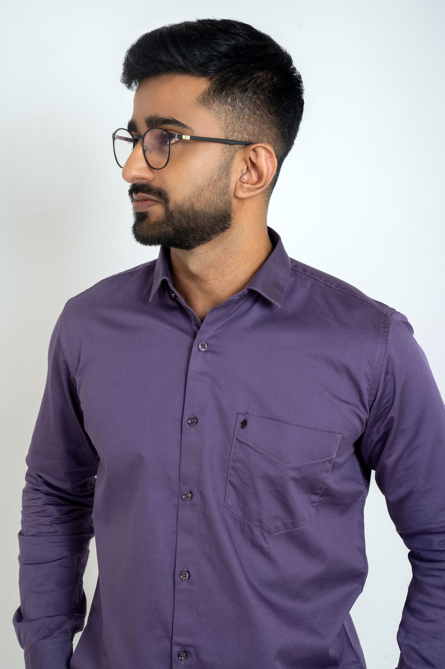 Twilight Purple Workflow Cotton Satin Solid Shirt