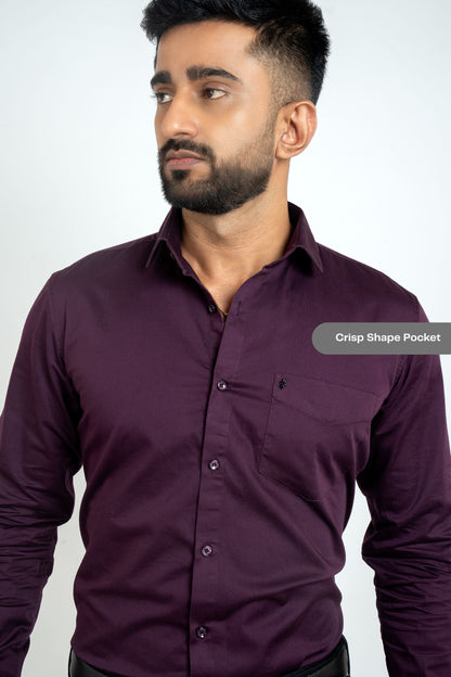 Purple Pennant Workflow Cotton Satin Solid Shirt