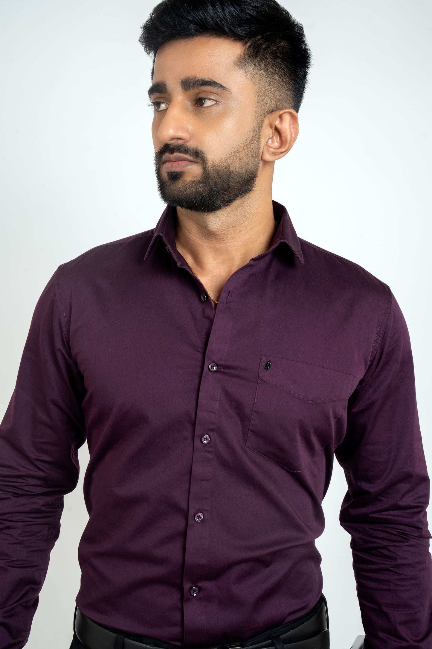Purple Pennant Workflow Cotton Satin Solid Shirt