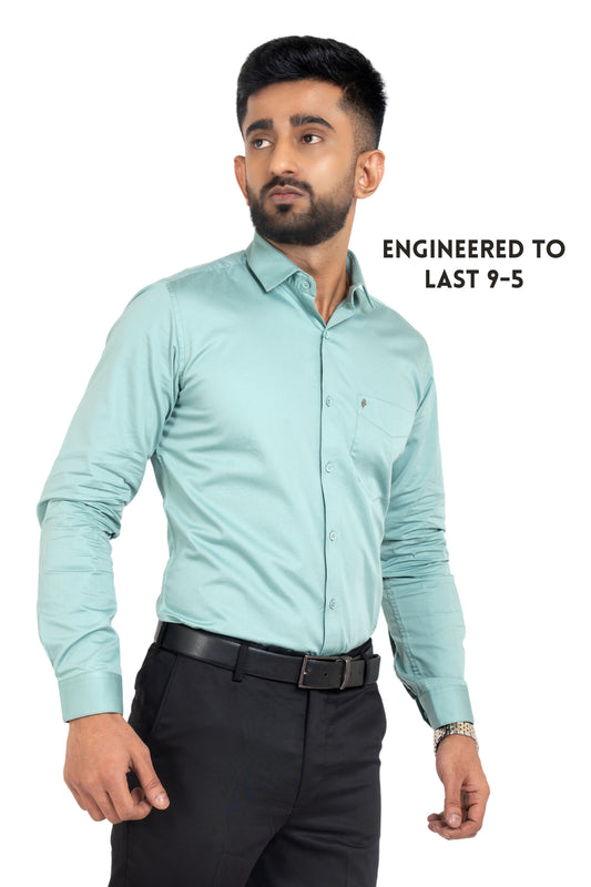 Ocean Wave Workflow Cotton Satin Solid Shirt