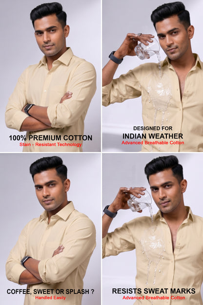 Workflow Water Resistant Solid Shirt - Light Cream