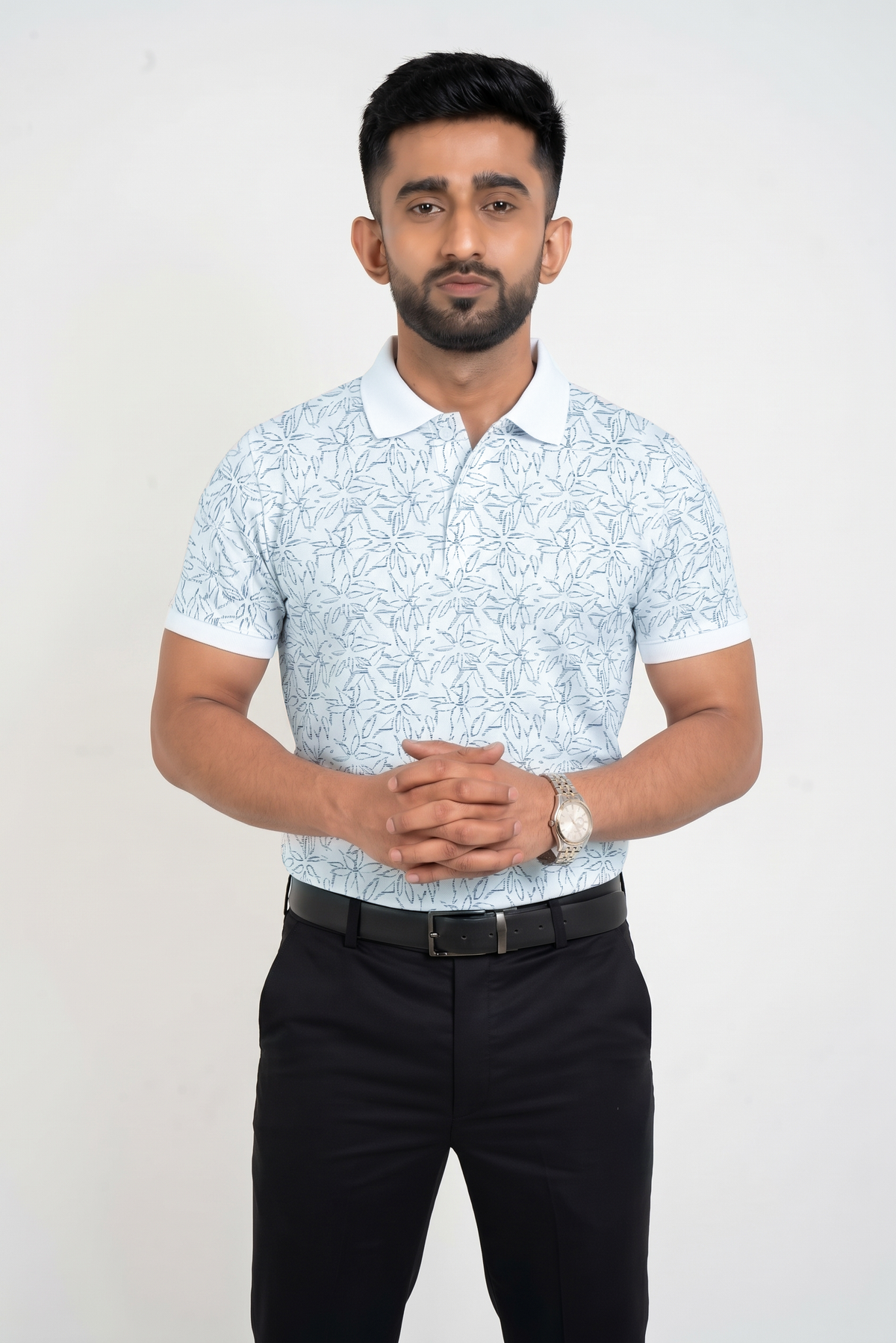 Signature Men's Botanical Leaf Printed 4-Way Stretch T-Shirt