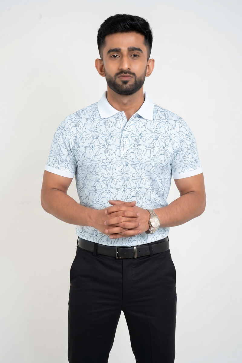 Signature Men's Botanical Leaf Printed 4-Way Stretch T-Shirt