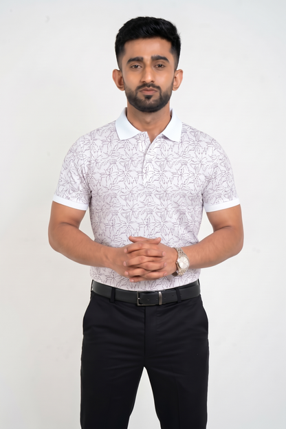 Signature Men's Botanical Leaf Printed 4-Way Stretch T-Shirt