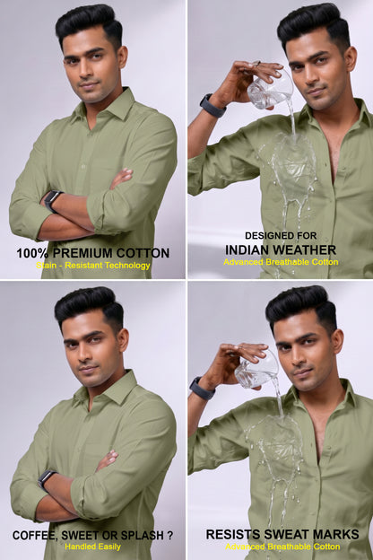 Workflow Water Resistant Solid Shirt - Khaki Green