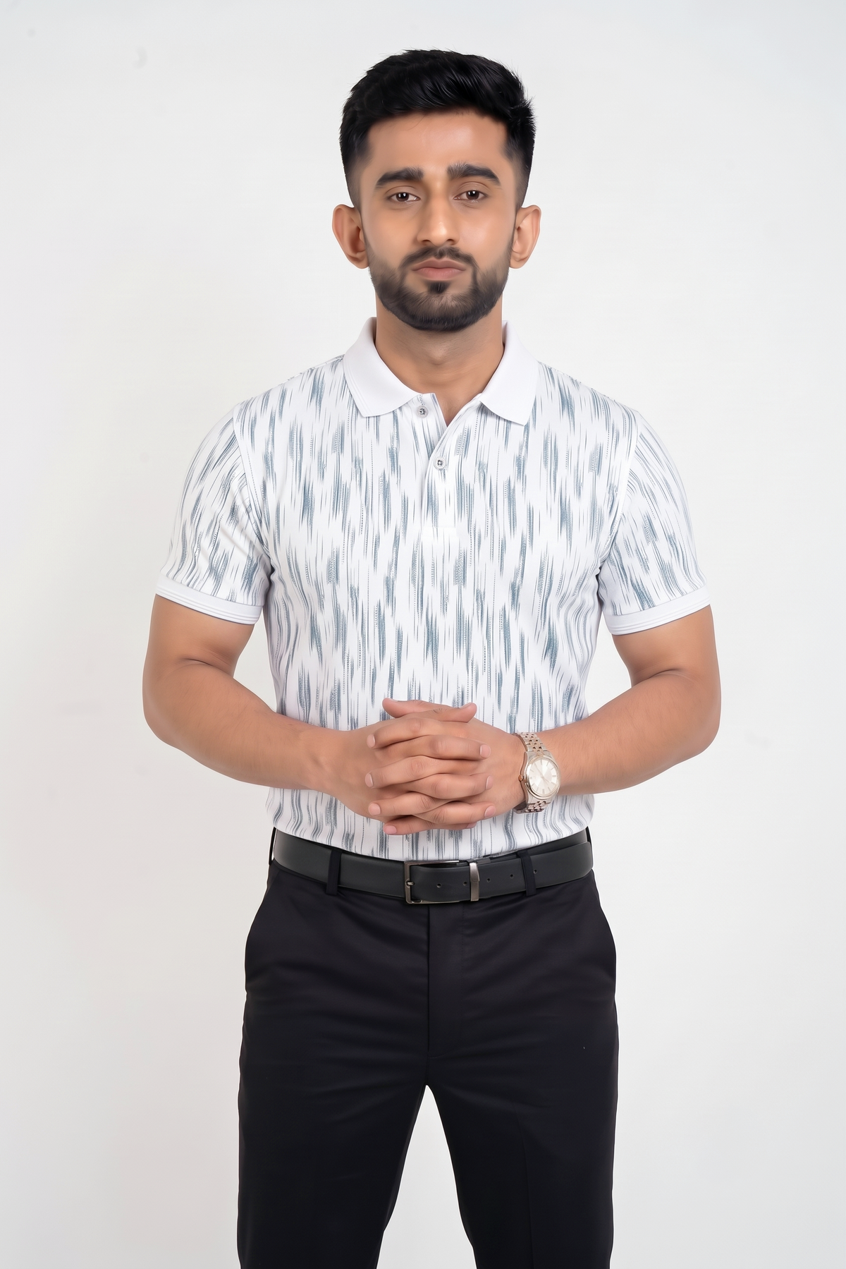 Signature Men's Abstract Brushstroke Printed 4-Way Stretch T-Shirt
