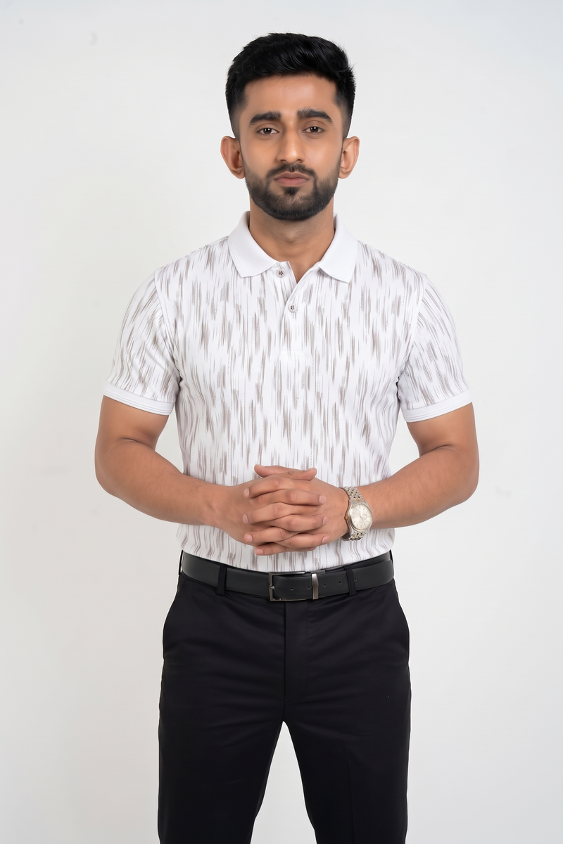 Signature Men's Abstract Brushstroke Printed 4-Way Stretch T-Shirt