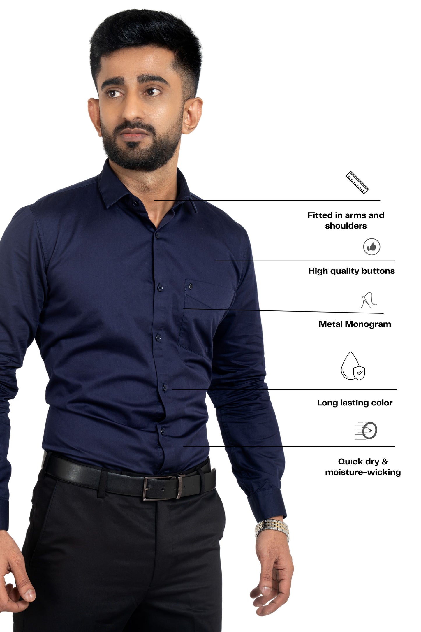 Pageant Blue Workflow Cotton Satin Solid Shirt