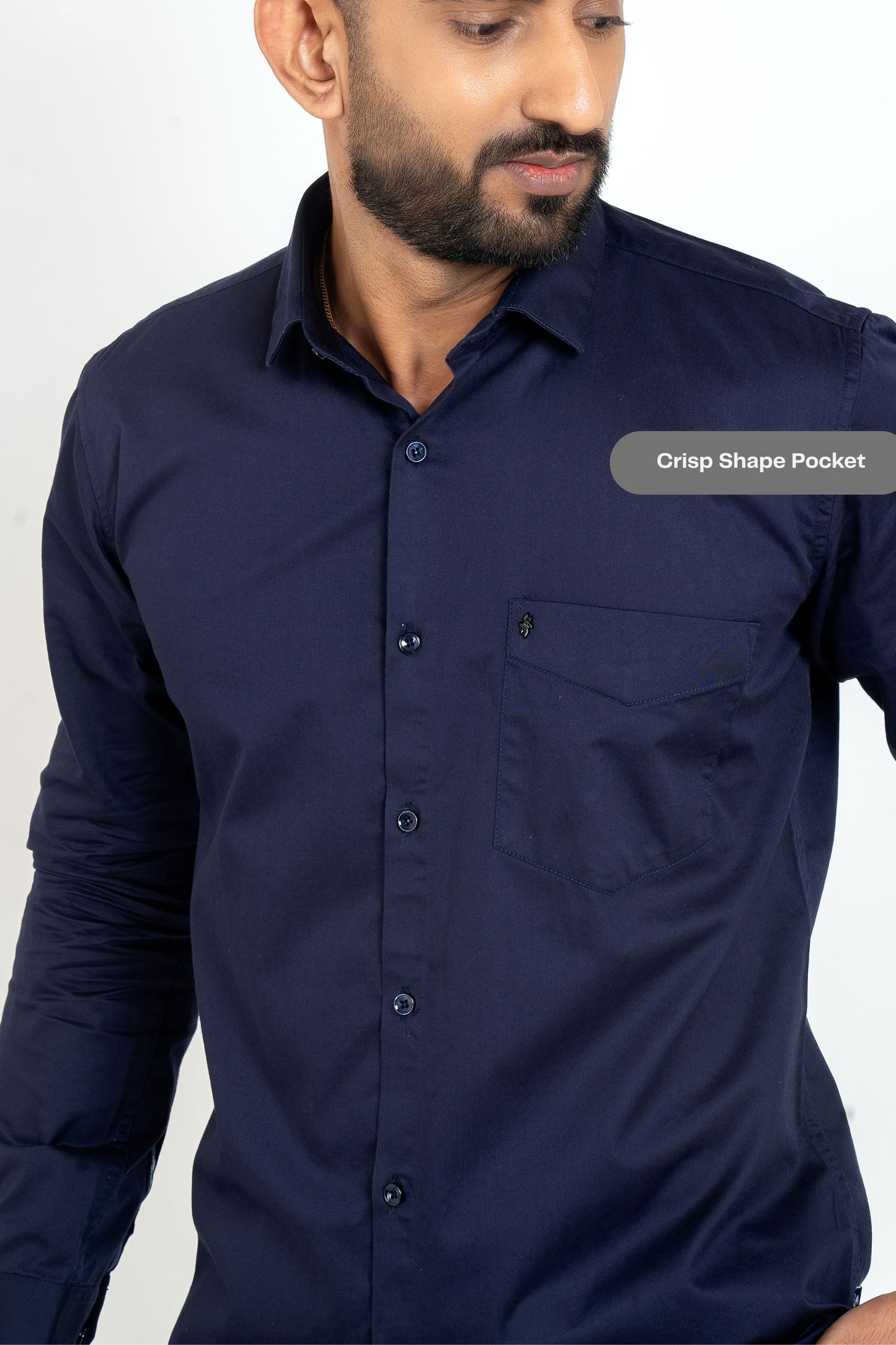 Pageant Blue Workflow Cotton Satin Solid Shirt