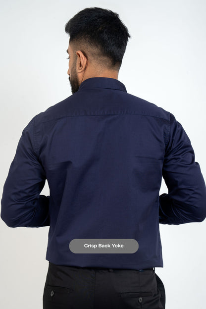 Pageant Blue Workflow Cotton Satin Solid Shirt