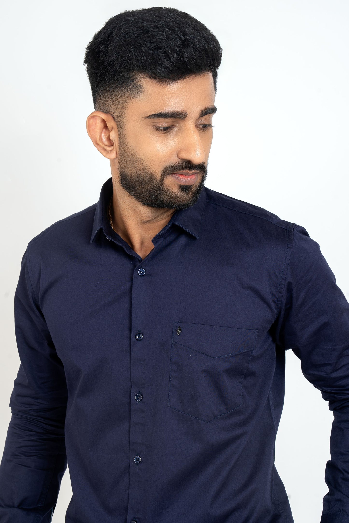 Pageant Blue Workflow Cotton Satin Solid Shirt