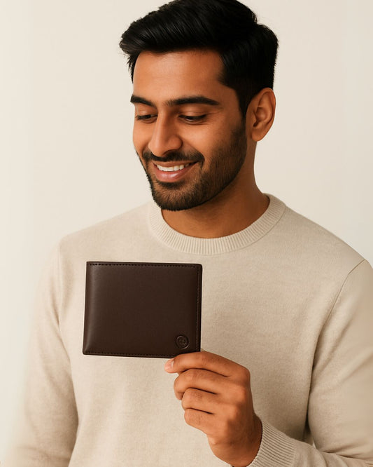 Men Brown Textured Two Fold Wallet