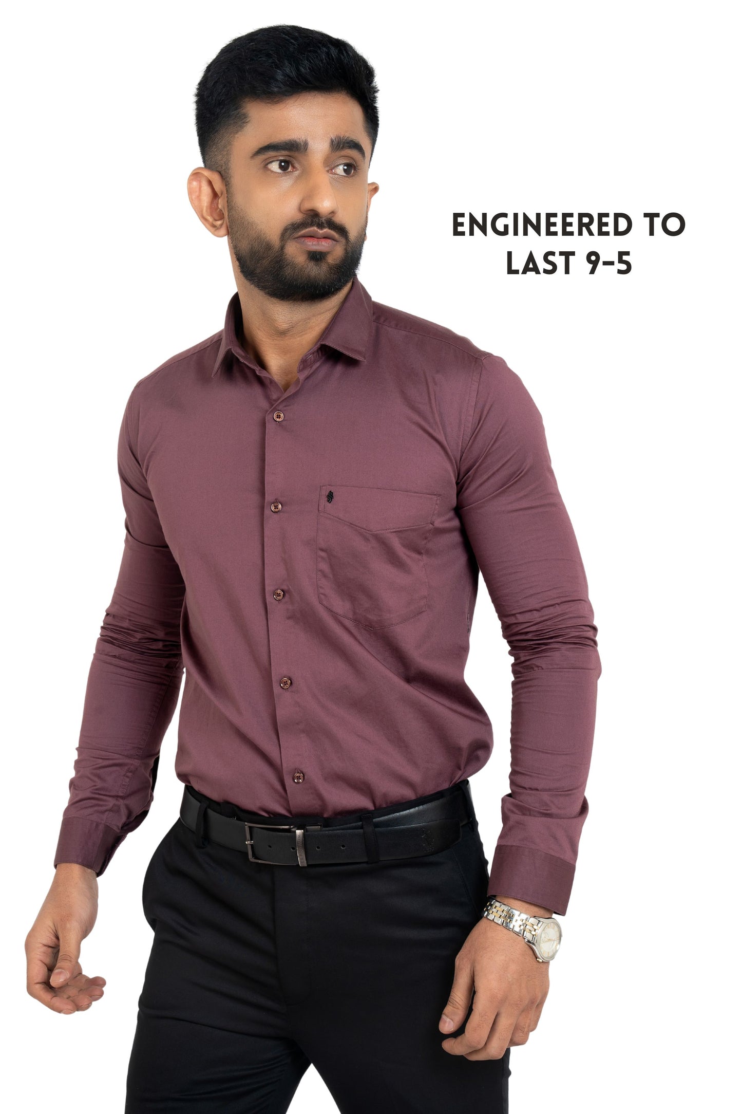 Prune Purple Workflow Cotton Satin Solid Shirt