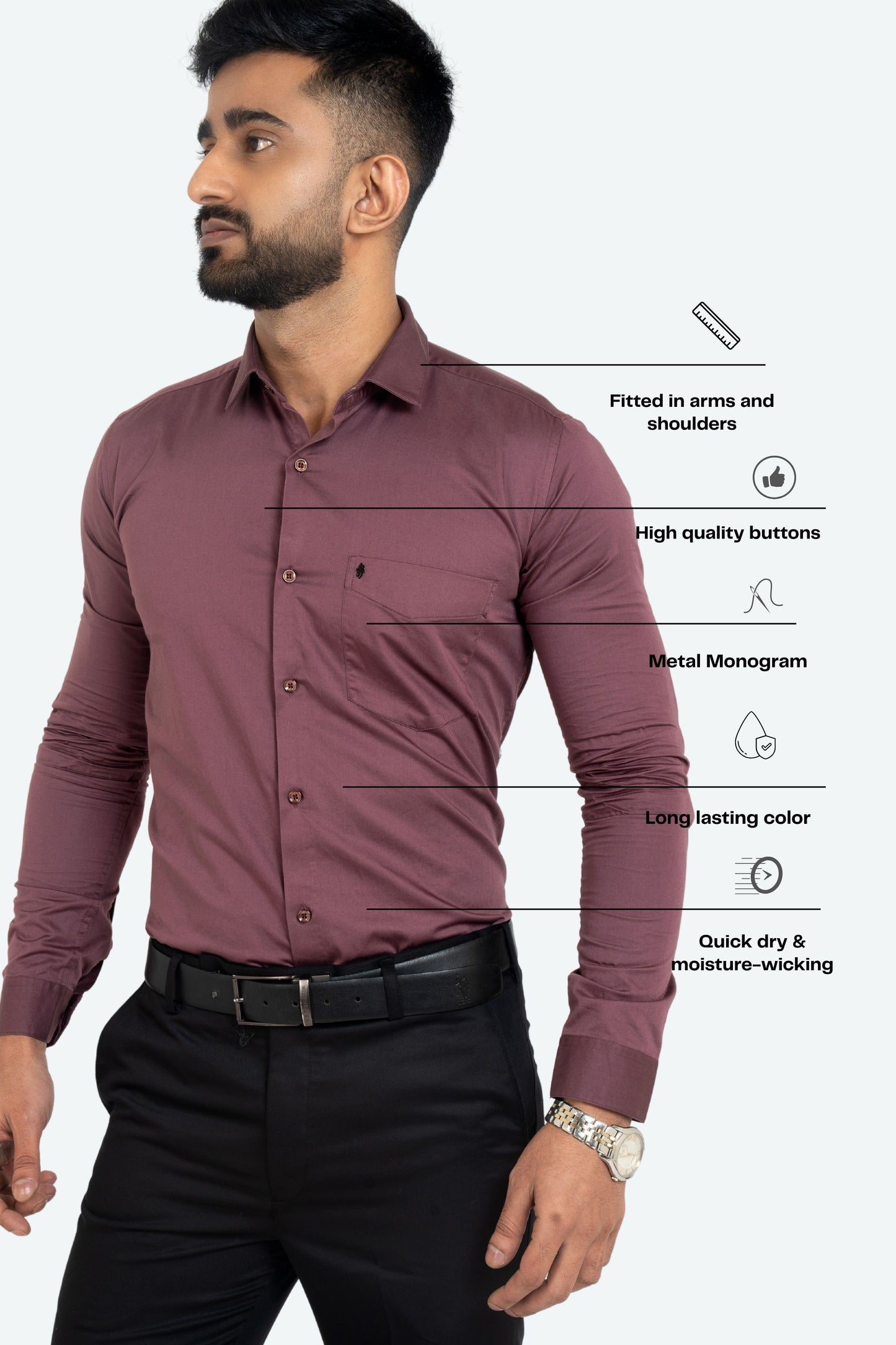 Prune Purple Workflow Cotton Satin Solid Shirt