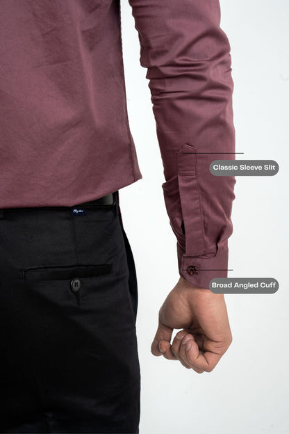 Prune Purple Workflow Cotton Satin Solid Shirt