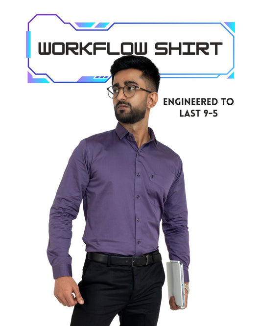 Twilight Purple Workflow Cotton Satin Solid Shirt