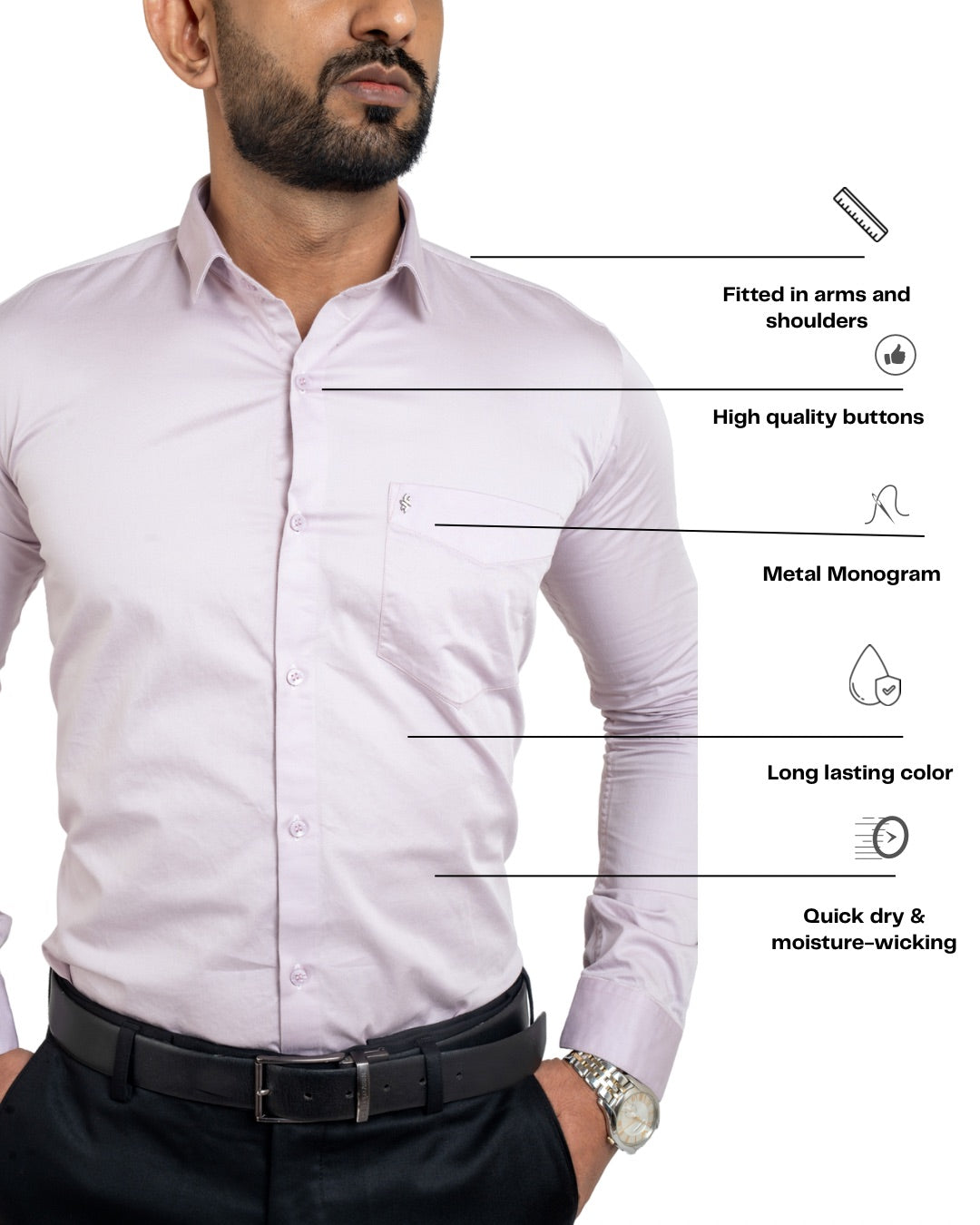 Orchid Ice Workflow Cotton Satin Solid Shirt