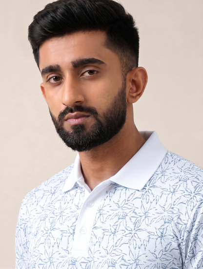 Signature Men's Botanical Leaf Printed 4-Way Stretch T-Shirt
