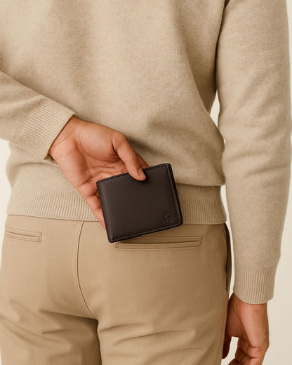 Men Brown Textured Two Fold Wallet