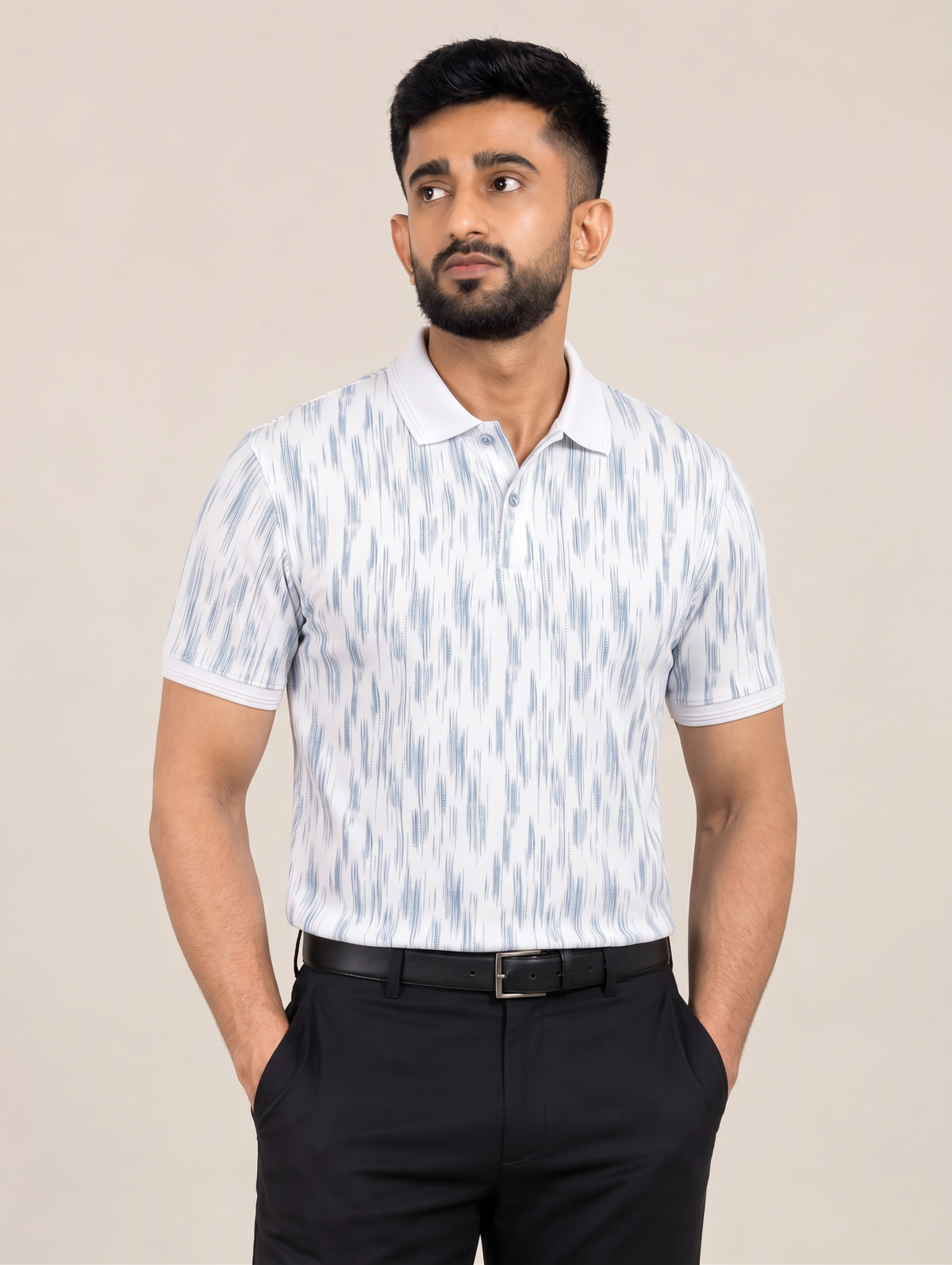 Signature Men's Abstract Brushstroke Printed 4-Way Stretch T-Shirt