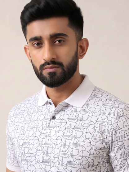 Signature Men's Abstract Geometric Printed 4-Way Stretch T-Shirt