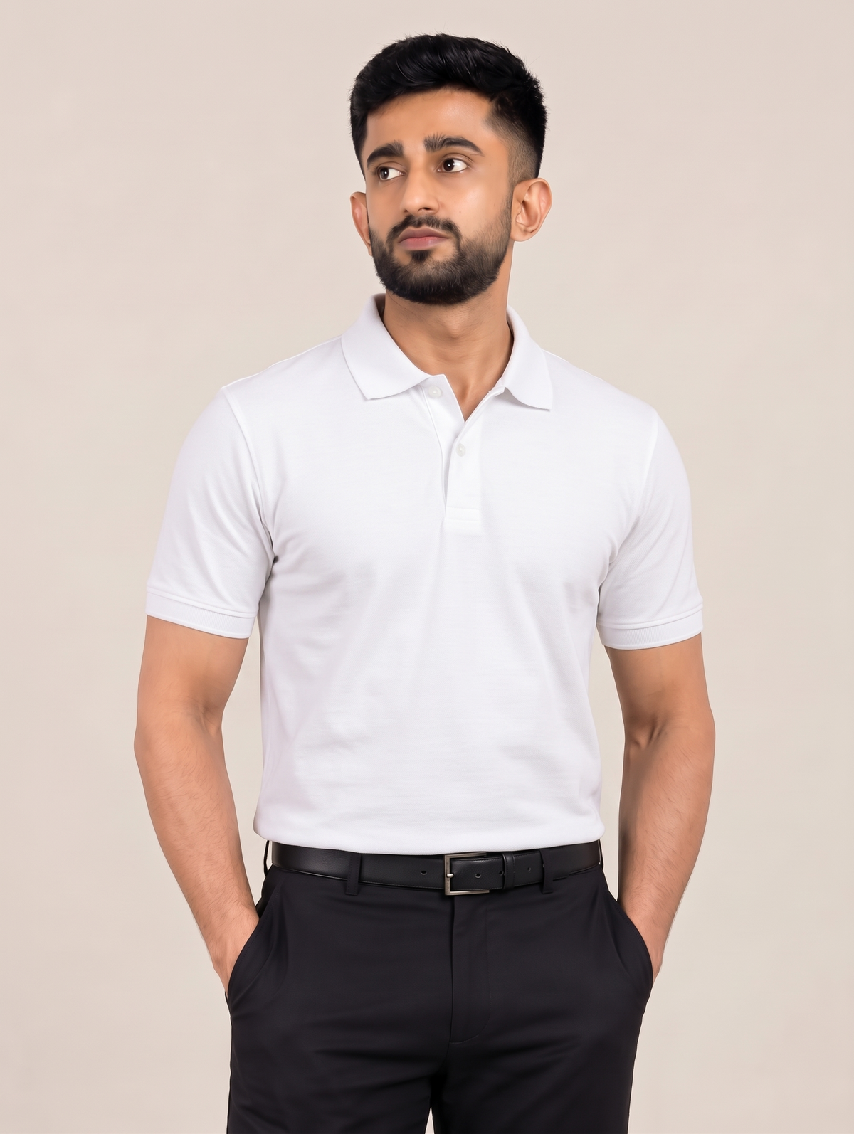 Signature Men's Classic Solid White 4-Way Stretch T-Shirt