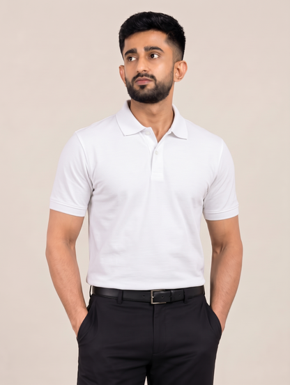 Signature Men's Classic Solid White 4-Way Stretch T-Shirt
