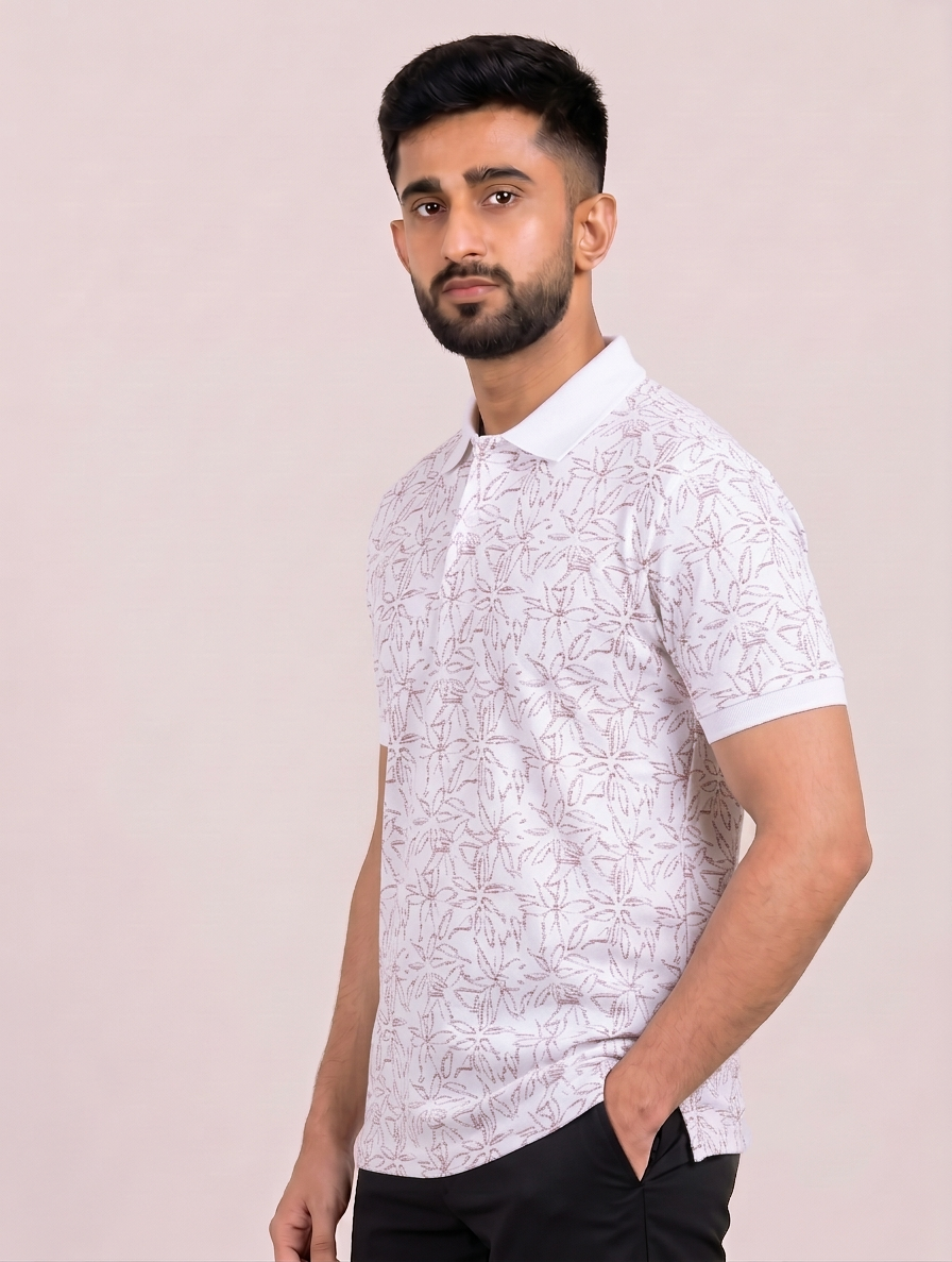 Signature Men's Botanical Leaf Printed 4-Way Stretch T-Shirt