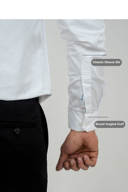 Pure White Workflow Cotton Satin Solid Shirt