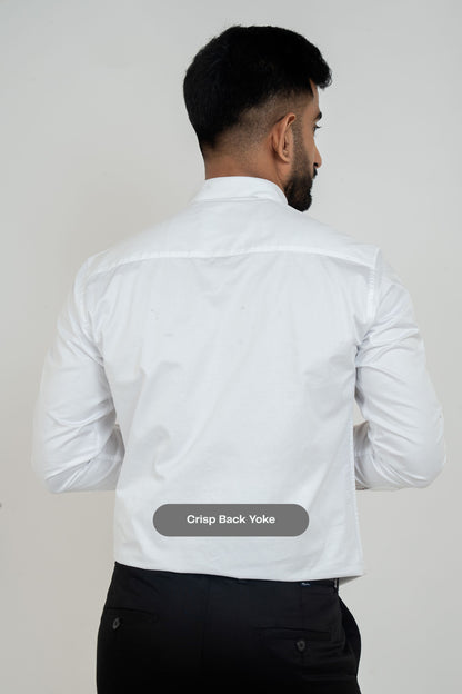 Pure White Workflow Cotton Satin Solid Shirt