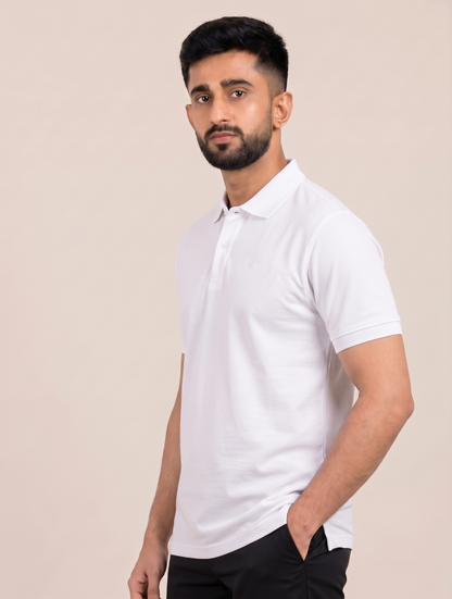 Signature Men's Classic Solid White 4-Way Stretch T-Shirt
