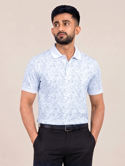 Signature Men's Botanical Leaf Printed 4-Way Stretch T-Shirt