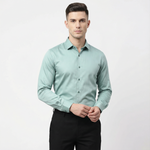Workflow Cotton Satin Solid Shirt - Ice Green