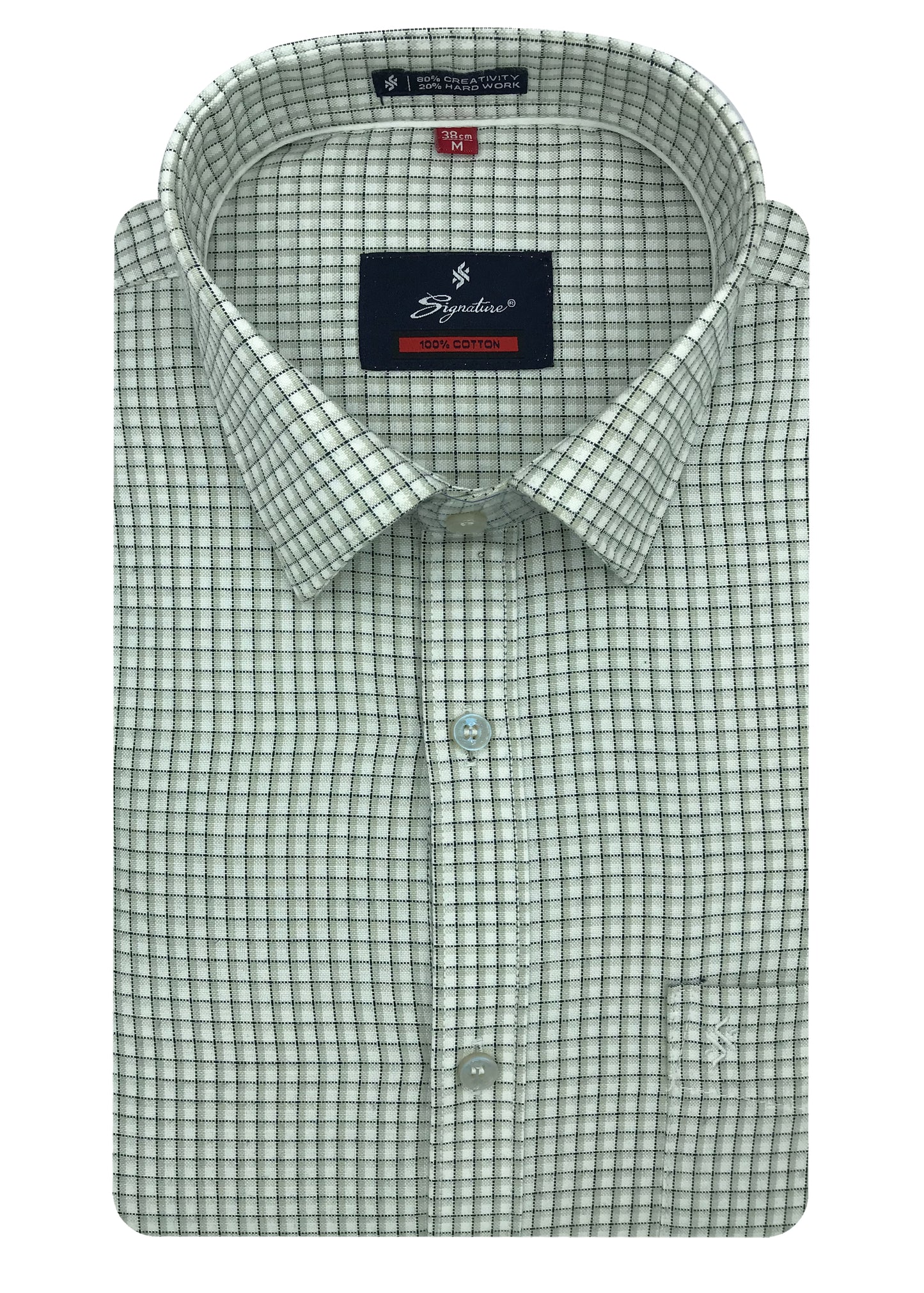 Men Regular Fit Checkered Cut Away Collar Formal Shirt