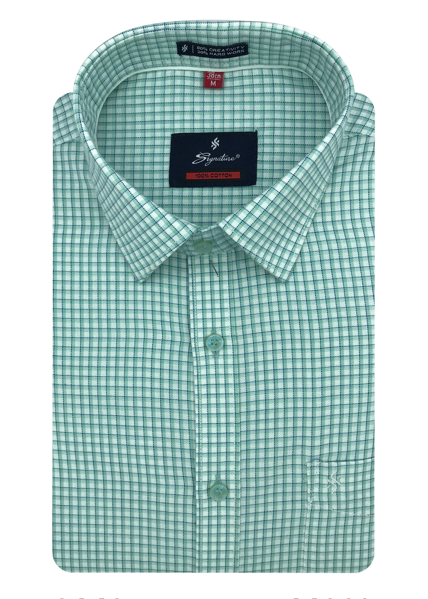 Men Regular Fit Checkered Cut Away Collar Formal Shirt