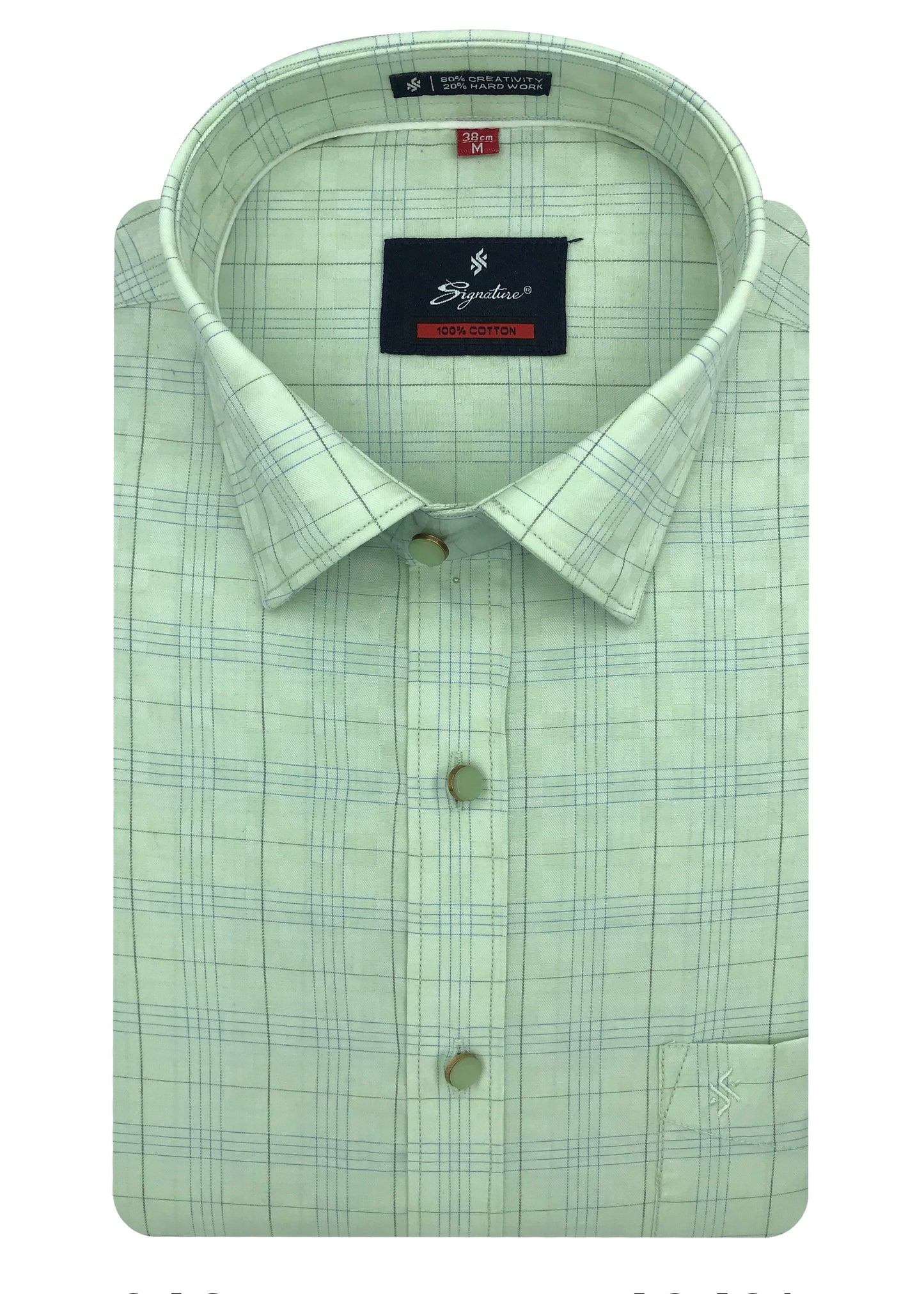 Cotton Mint Color Check Criss Cross Woven Cotton Shirt for Men's.